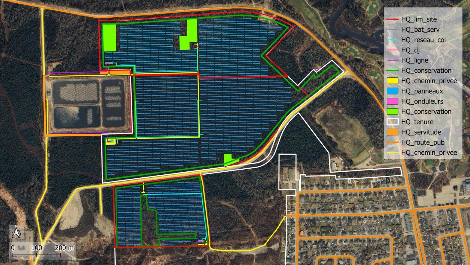 Plan du secteur d’implantation des centrales BC1, BC2 et BC3 à Baie-Comeau, total 43,2 ha